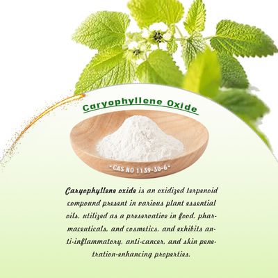 融点55~62℃、沸点301.3℃、密度0.96のカリオフィレンオキシド粉末。医薬品用途向け。
